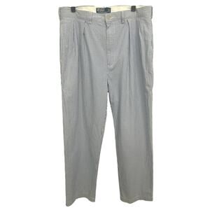 Vtg Ralph Lauren Pants Men 34x29.5 Blue Andrew Chino Seersucker Pleated Preppy
